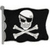 PIRATE FLAG PIN SKULL WITH PATCH AND CROSSBONES PIN
